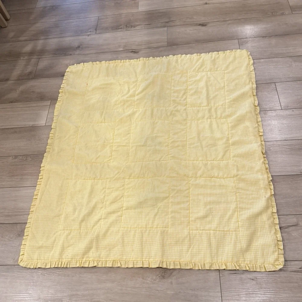 Handmade Lords Prayer Baby Blanket Embroidered Angel Nursery Yellow 48x42